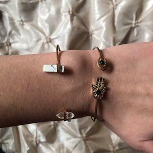 Hamsa Hand & eye bangle w/ crystal & marble bangle